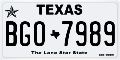 TX license plate BGO7989