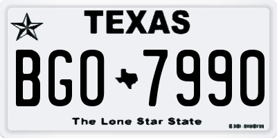 TX license plate BGO7990