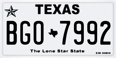 TX license plate BGO7992