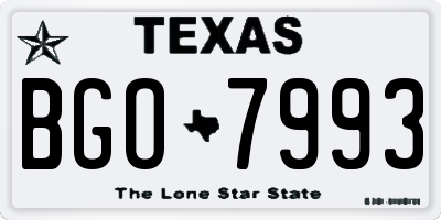 TX license plate BGO7993