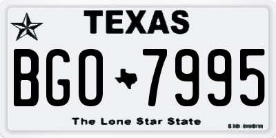 TX license plate BGO7995