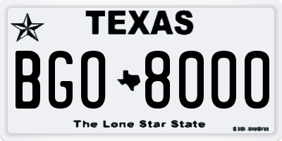 TX license plate BGO8000