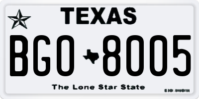 TX license plate BGO8005