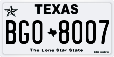 TX license plate BGO8007