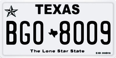 TX license plate BGO8009