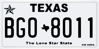 TX license plate BGO8011