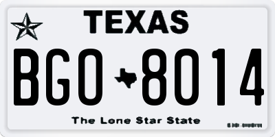 TX license plate BGO8014
