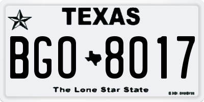 TX license plate BGO8017