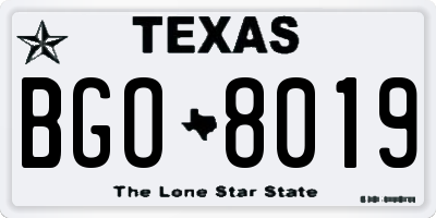 TX license plate BGO8019