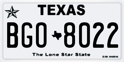 TX license plate BGO8022
