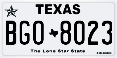 TX license plate BGO8023