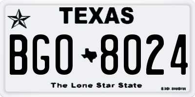 TX license plate BGO8024