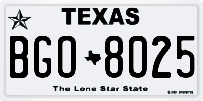 TX license plate BGO8025