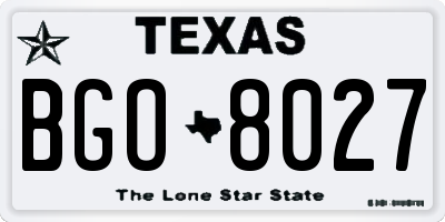 TX license plate BGO8027