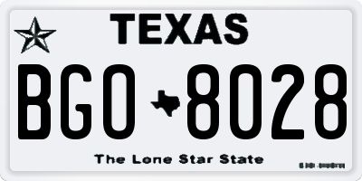 TX license plate BGO8028