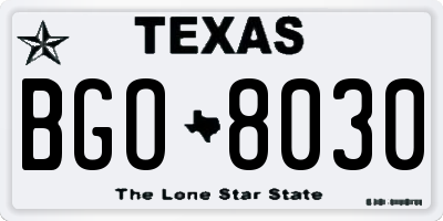 TX license plate BGO8030
