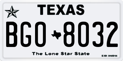 TX license plate BGO8032