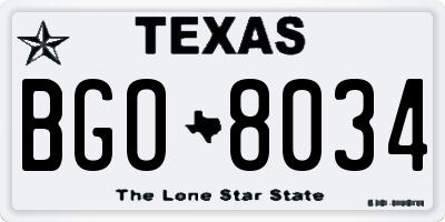 TX license plate BGO8034