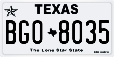 TX license plate BGO8035