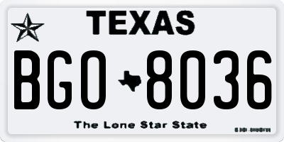 TX license plate BGO8036