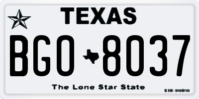TX license plate BGO8037