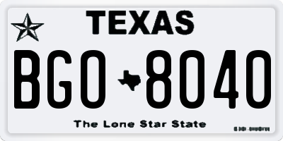 TX license plate BGO8040