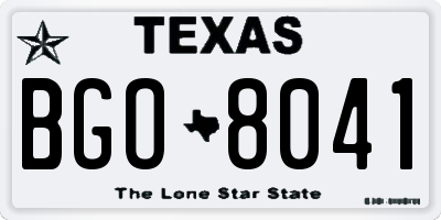 TX license plate BGO8041