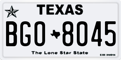 TX license plate BGO8045