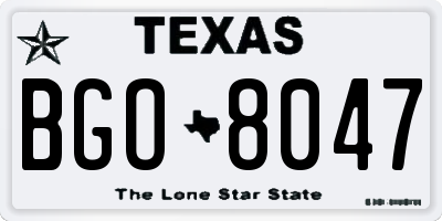 TX license plate BGO8047