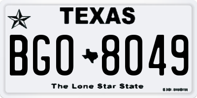 TX license plate BGO8049