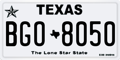TX license plate BGO8050