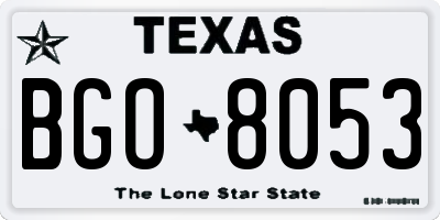 TX license plate BGO8053
