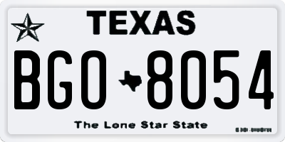 TX license plate BGO8054