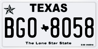 TX license plate BGO8058