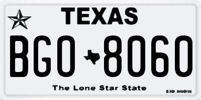 TX license plate BGO8060