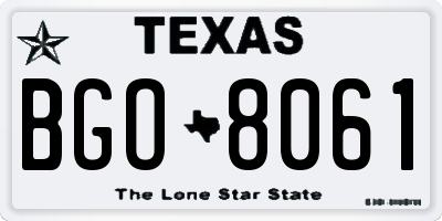 TX license plate BGO8061