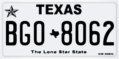 TX license plate BGO8062
