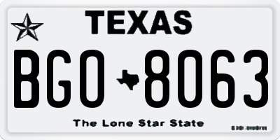 TX license plate BGO8063