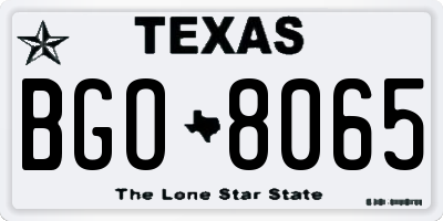 TX license plate BGO8065