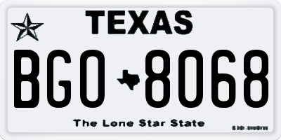 TX license plate BGO8068