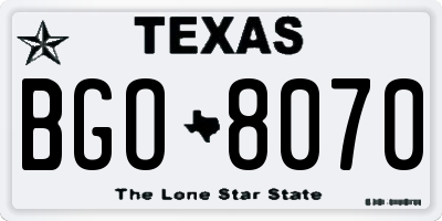 TX license plate BGO8070