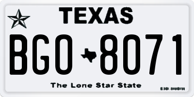 TX license plate BGO8071