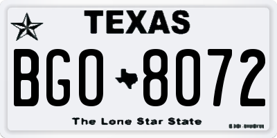 TX license plate BGO8072