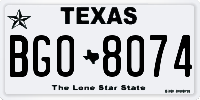 TX license plate BGO8074