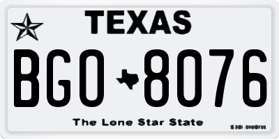 TX license plate BGO8076
