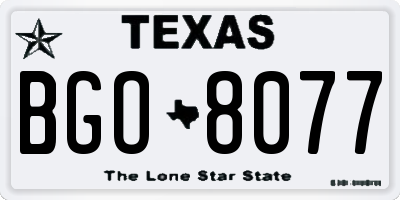 TX license plate BGO8077
