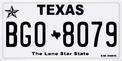 TX license plate BGO8079