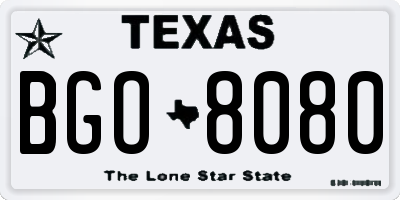 TX license plate BGO8080