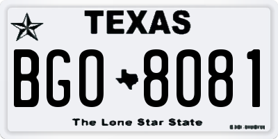 TX license plate BGO8081