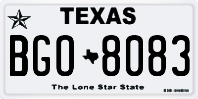 TX license plate BGO8083
